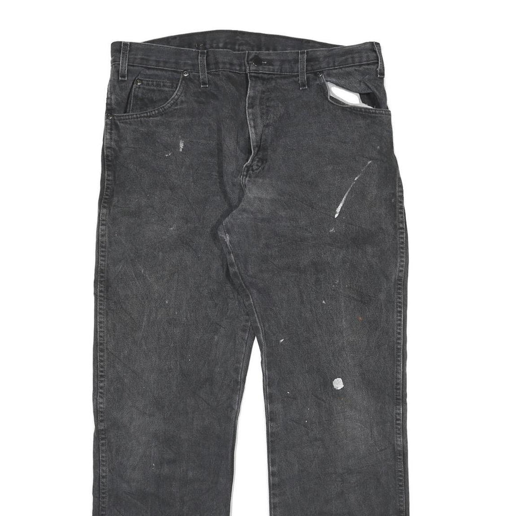 DICKIES Mens Jeans Black Regular Straight Denim W34 L32 Workwear Zip Closure