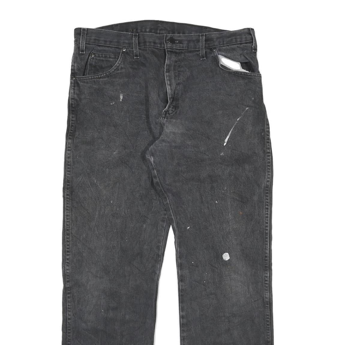 DICKIES Mens Jeans Black Regular Straight Denim W34 L32 Workwear Zip Closure