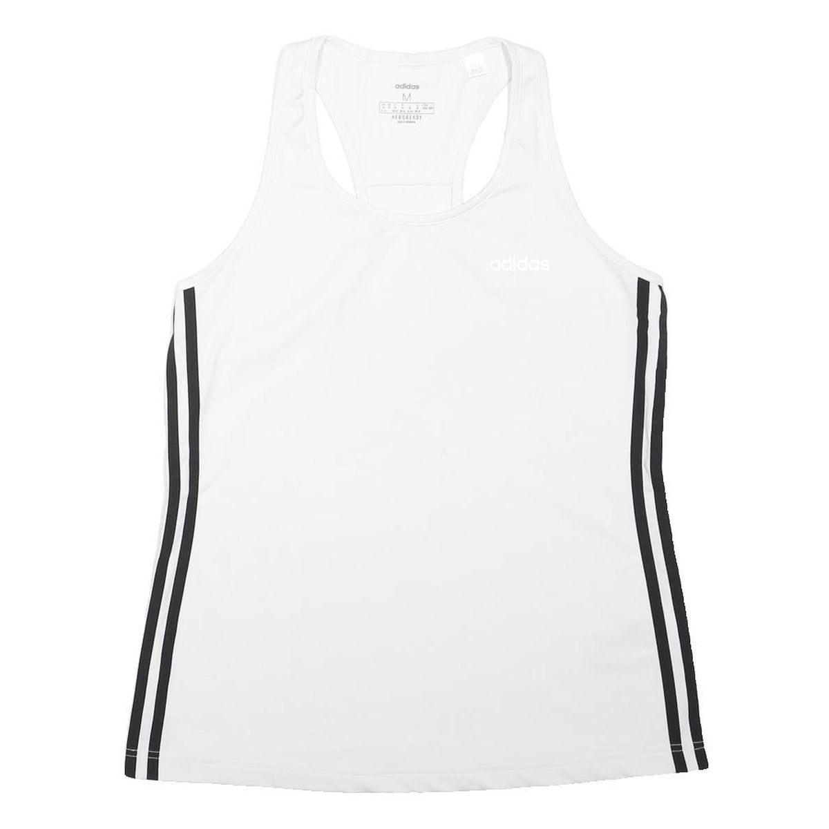 ADIDAS Girls White & Black Sports Vest Sleeveless Round Neck M Athletic Top