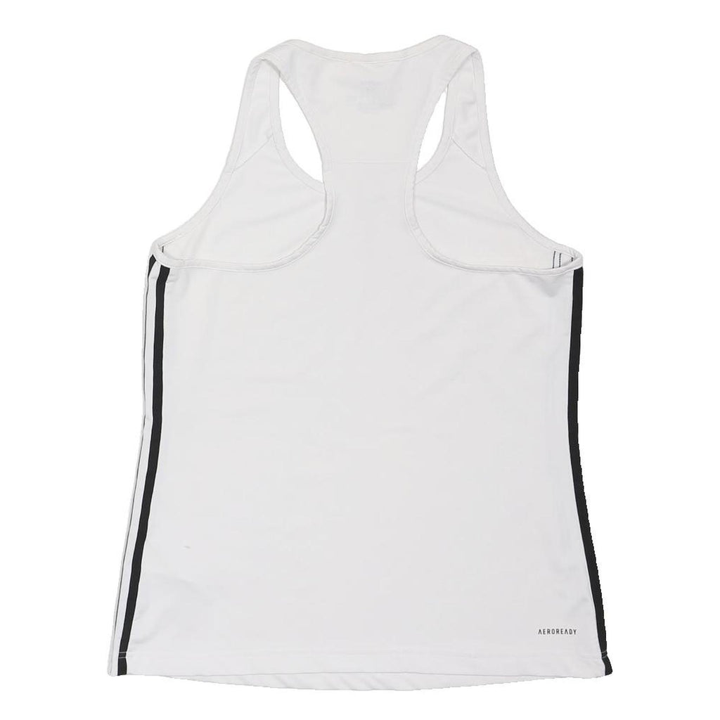 ADIDAS Girls White & Black Sports Vest Sleeveless Round Neck M Athletic Top