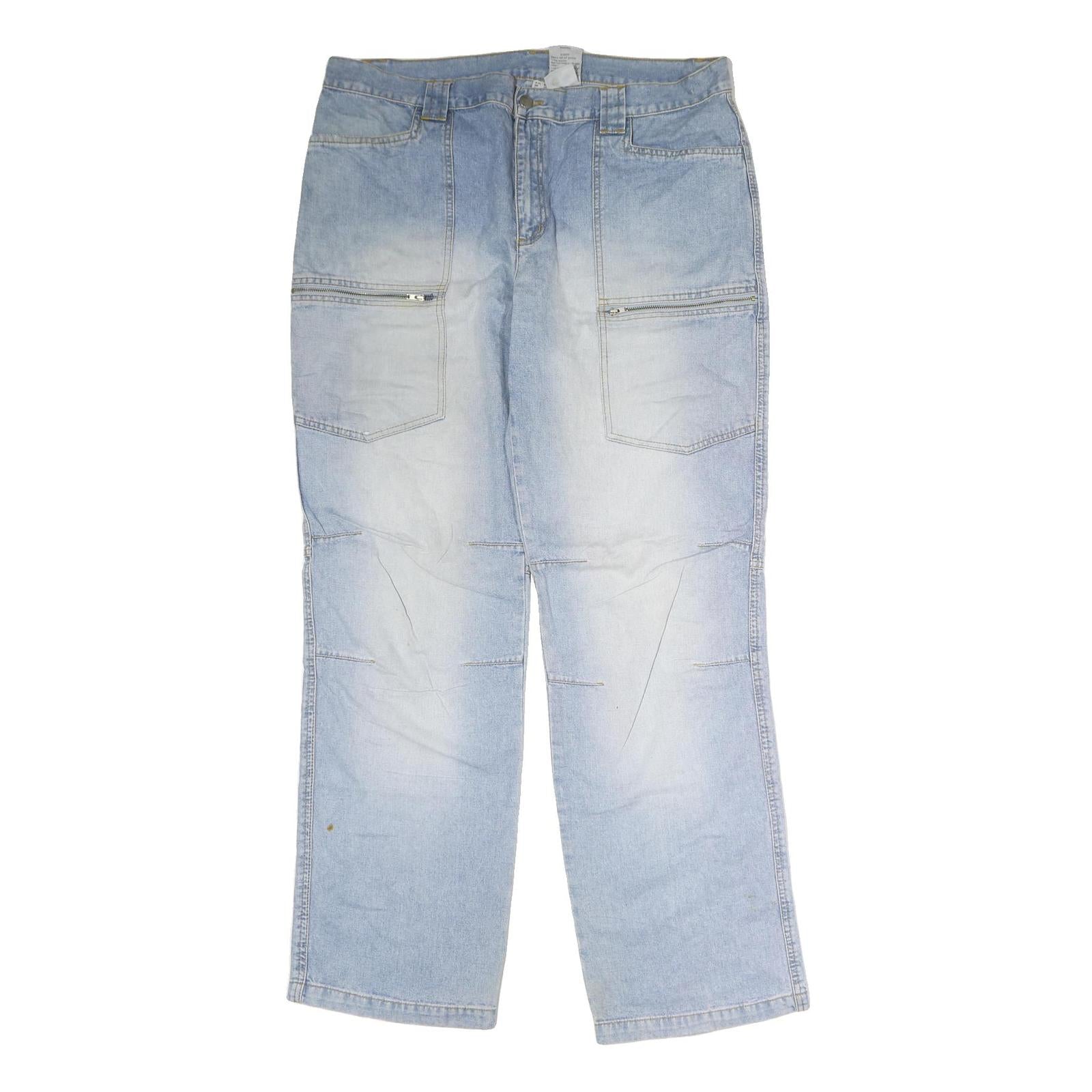 Mens Light Blue Cotton Regular Fit Straight Leg Denim Jeans W38 L33 Casual