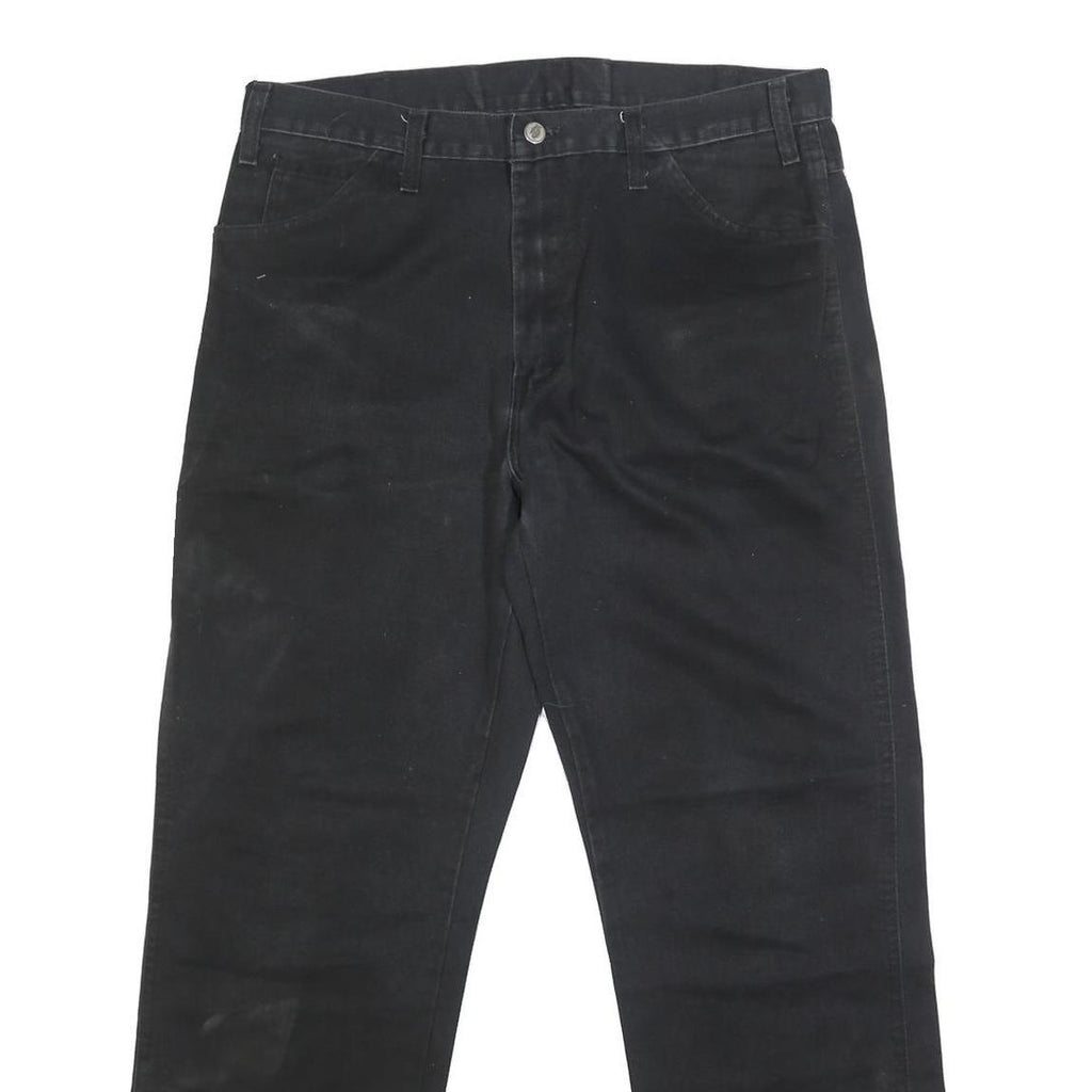 DICKIES Mens Black Regular Fit Straight Leg Trousers W36 L30 Durable Cotton