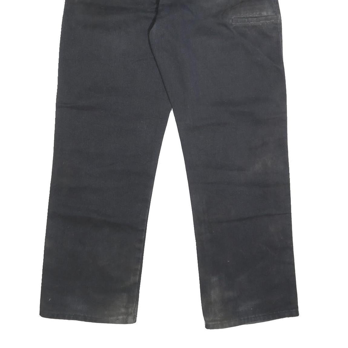 DICKIES Mens Black Regular Fit Straight Leg Trousers W36 L30 Durable Cotton