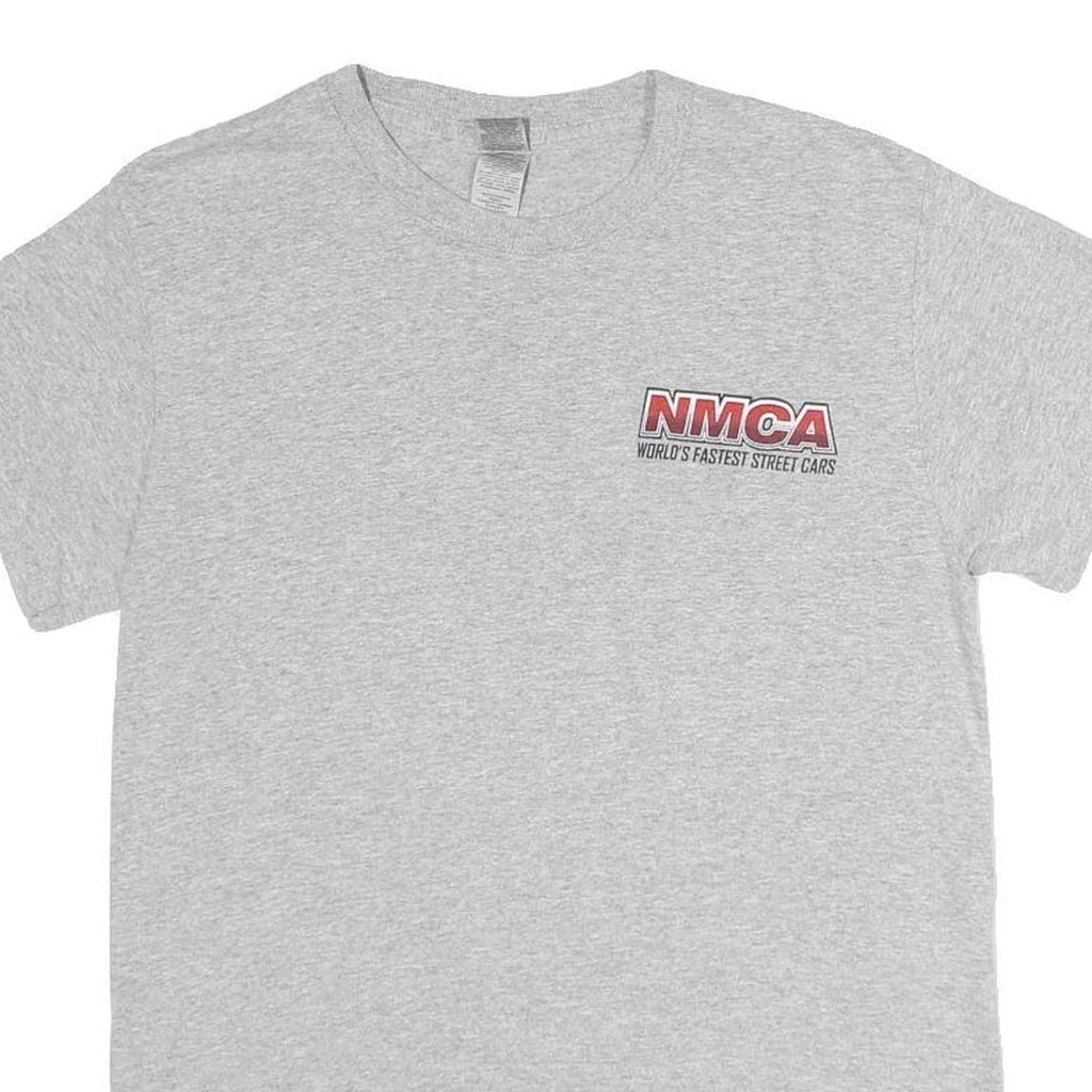 GILDAN Mens Grey NMCA Racing Graphic T-Shirt S Short Sleeve Crew Neck Car Print