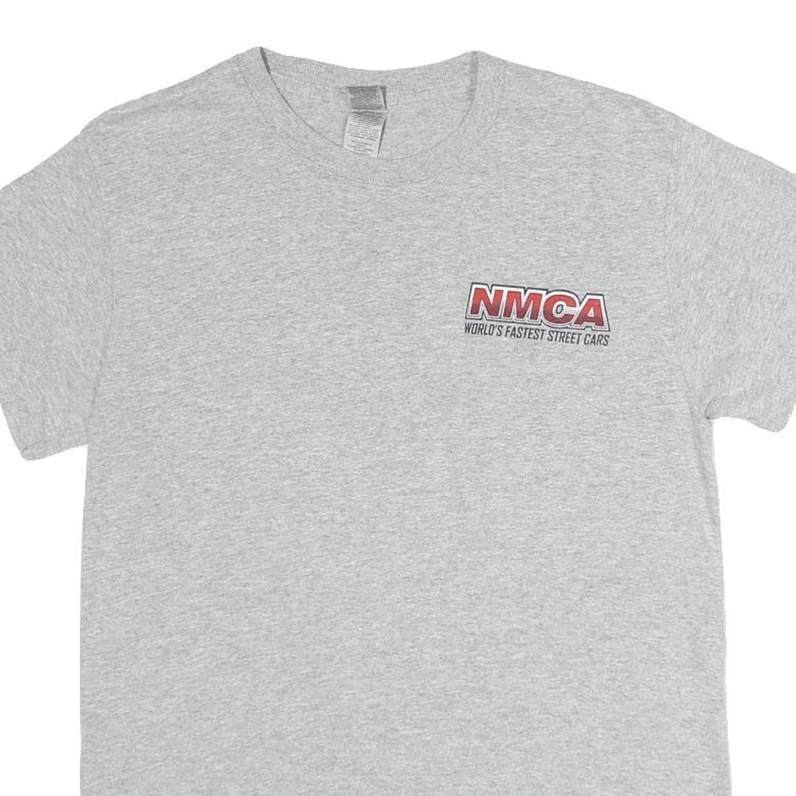 GILDAN Mens Grey NMCA Racing Graphic T-Shirt S Short Sleeve Crew Neck Car Print