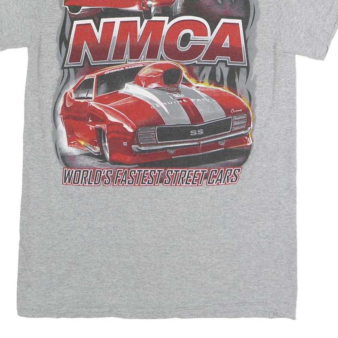 GILDAN Mens Grey NMCA Racing Graphic T-Shirt S Short Sleeve Crew Neck Car Print