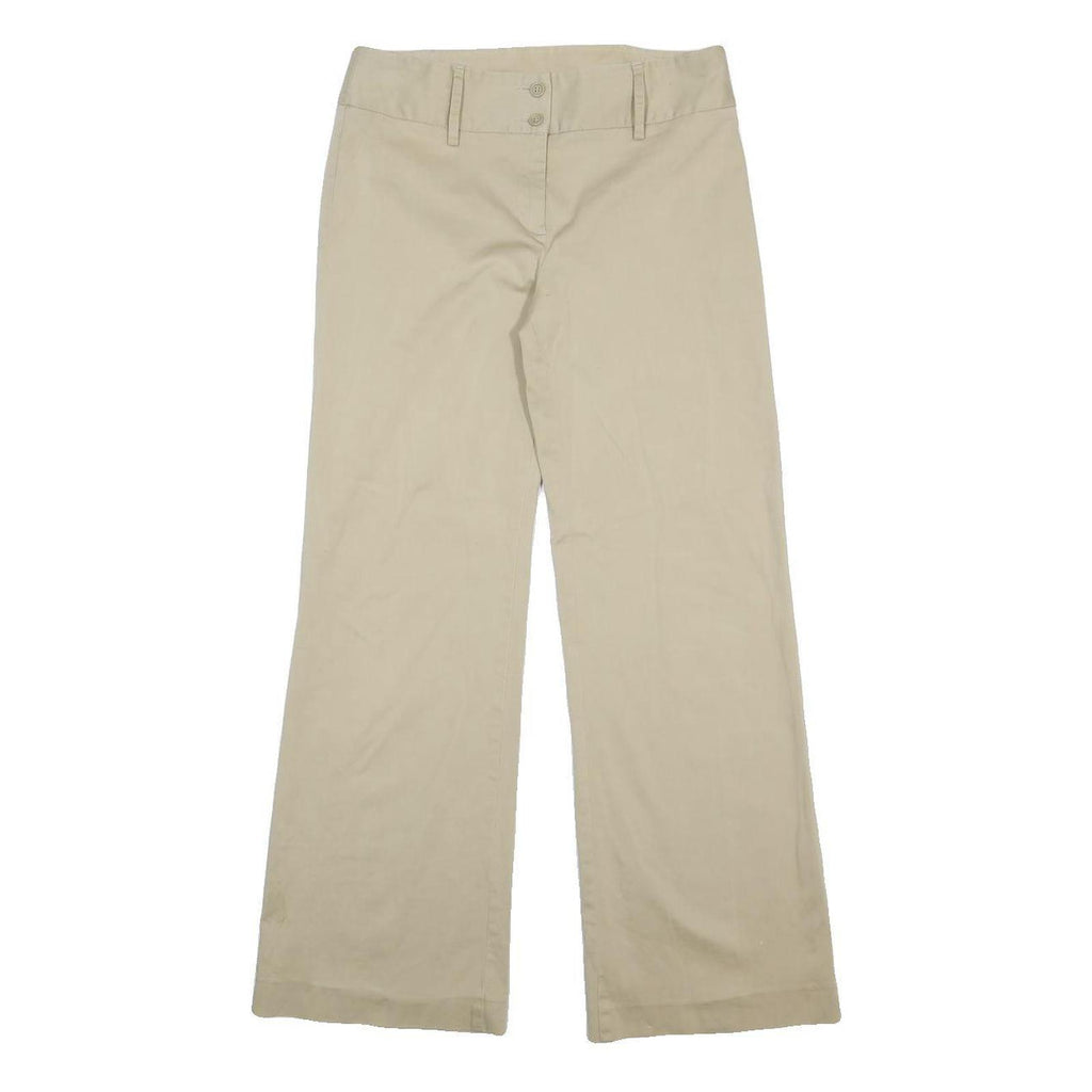 BENETTON Womens Cotton Blend Beige Loose Trousers W28 L29 Casual Comfortable