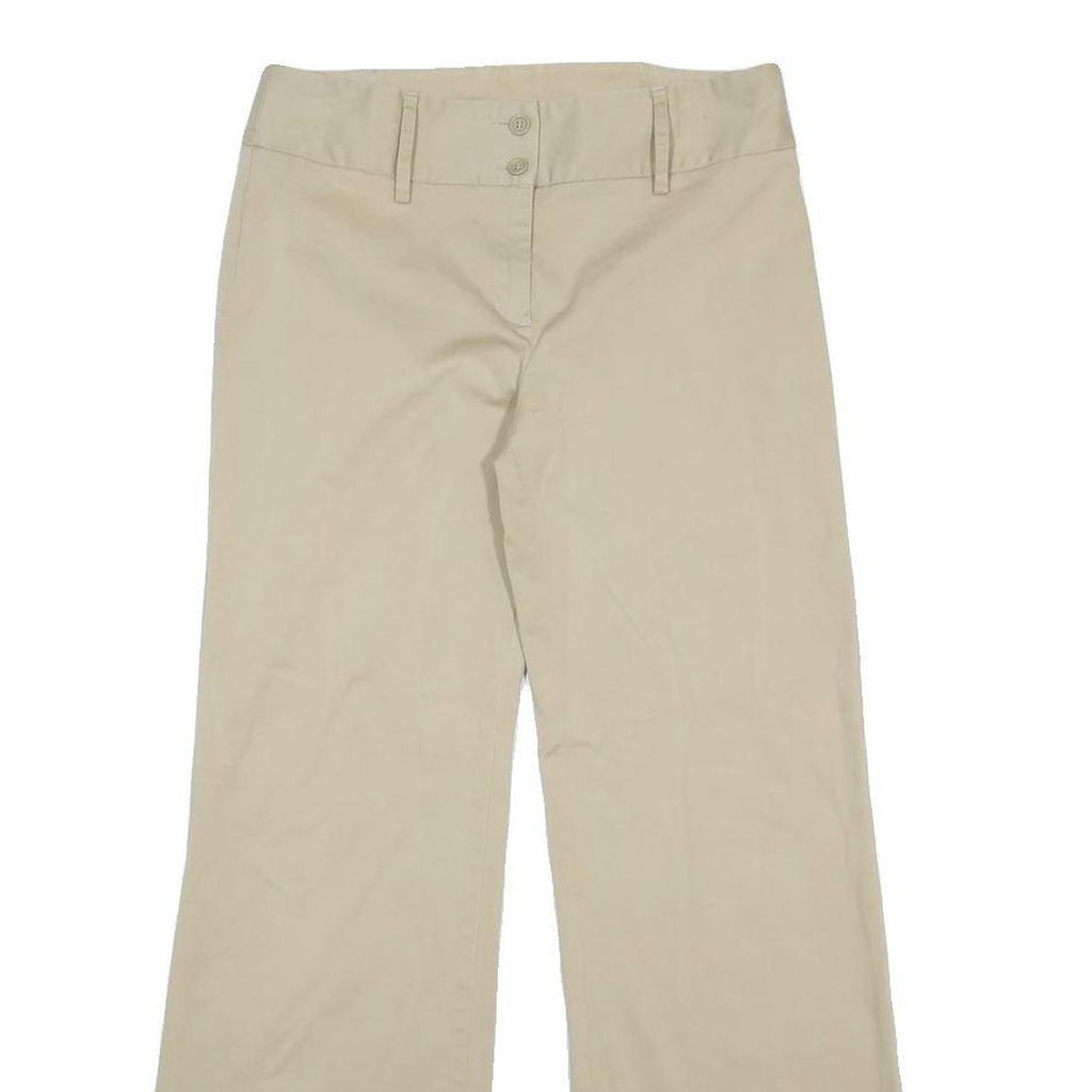 BENETTON Womens Cotton Blend Beige Loose Trousers W28 L29 Casual Comfortable