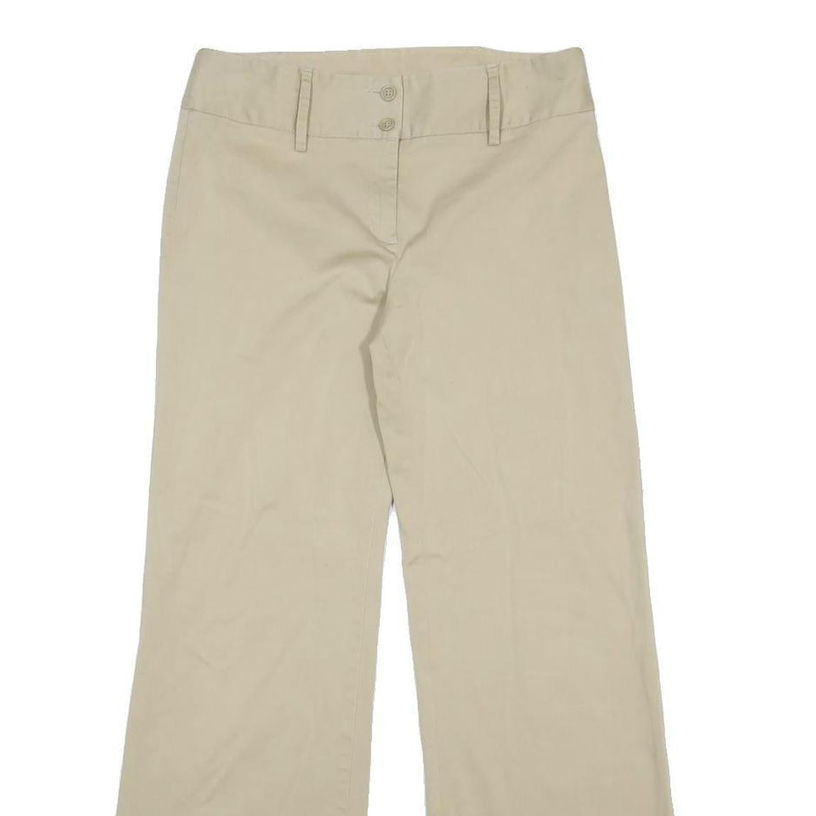 BENETTON Womens Cotton Blend Beige Loose Trousers W28 L29 Casual Comfortable