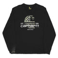 CARHARTT Mens Black Relaxed Fit Long Sleeve Crew Neck L Printed Logo T-Shirt