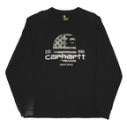 CARHARTT Mens Black Relaxed Fit Long Sleeve Crew Neck L Printed Logo T-Shirt