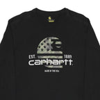 CARHARTT Mens Black Relaxed Fit Long Sleeve Crew Neck L Printed Logo T-Shirt