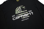 CARHARTT Mens Black Relaxed Fit Long Sleeve Crew Neck L Printed Logo T-Shirt