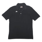 KAPPA Mens Black Short Sleeve Plain Polo Shirt L Cotton Classic Casual