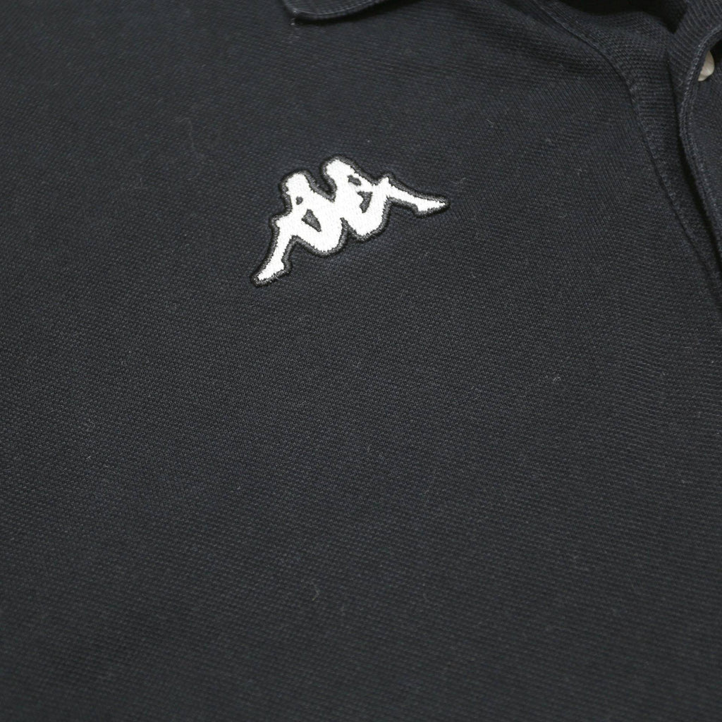 KAPPA Mens Black Short Sleeve Plain Polo Shirt L Cotton Classic Casual