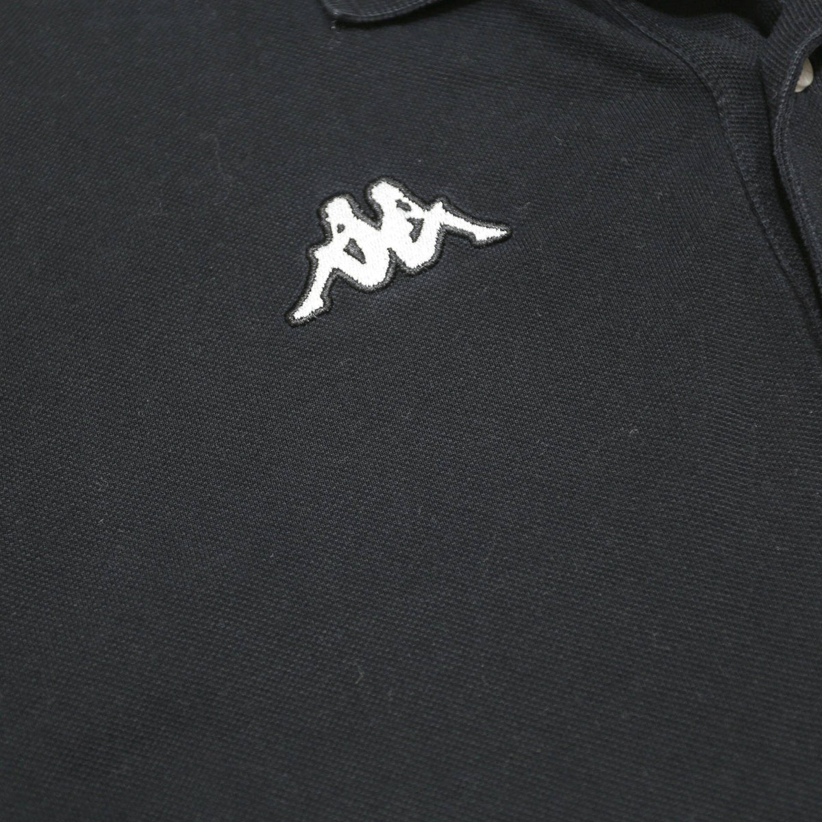 KAPPA Mens Black Short Sleeve Plain Polo Shirt L Cotton Classic Casual