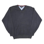 TOMMY HILFIGER Mens Navy Plain Cotton Crew Neck Basic Knit Jumper L Comfort