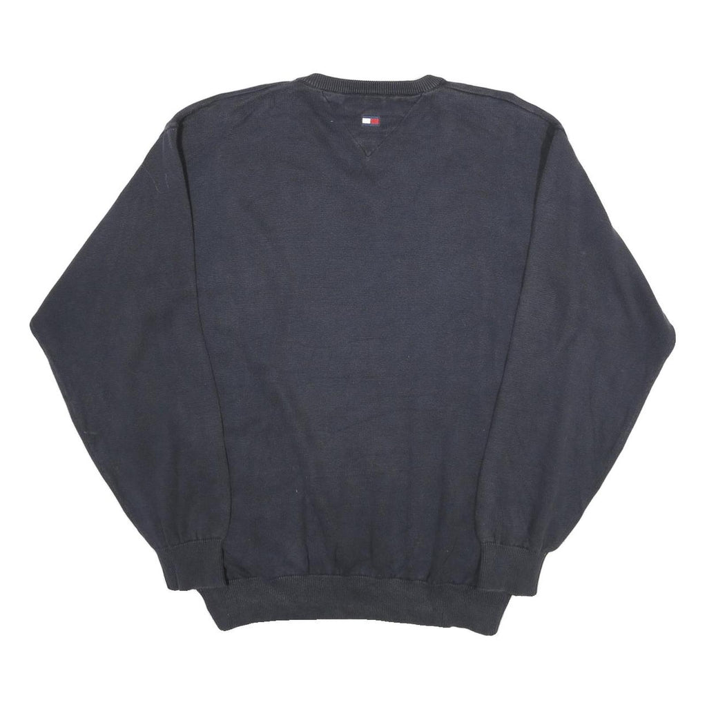TOMMY HILFIGER Mens Navy Plain Cotton Crew Neck Basic Knit Jumper L Comfort