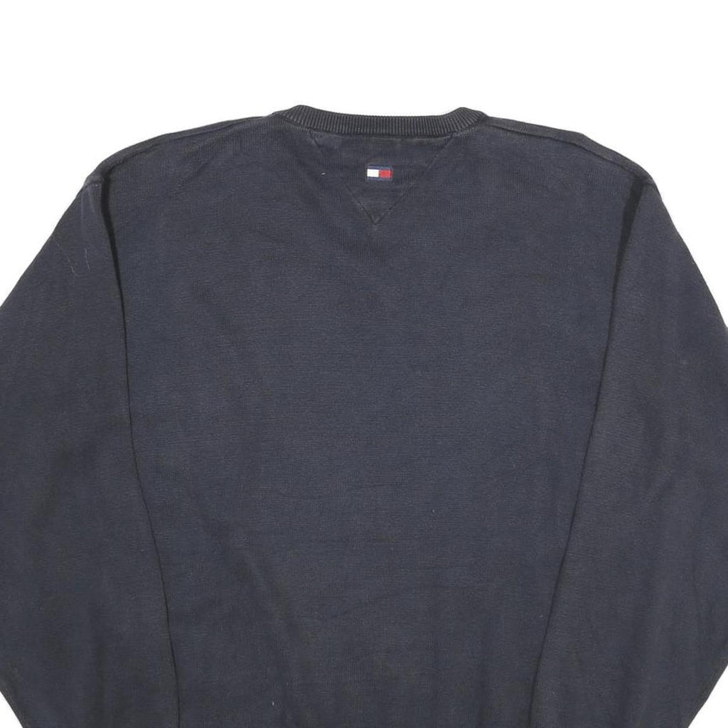 TOMMY HILFIGER Mens Navy Plain Cotton Crew Neck Basic Knit Jumper L Comfort