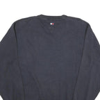 TOMMY HILFIGER Mens Navy Plain Cotton Crew Neck Basic Knit Jumper L Comfort