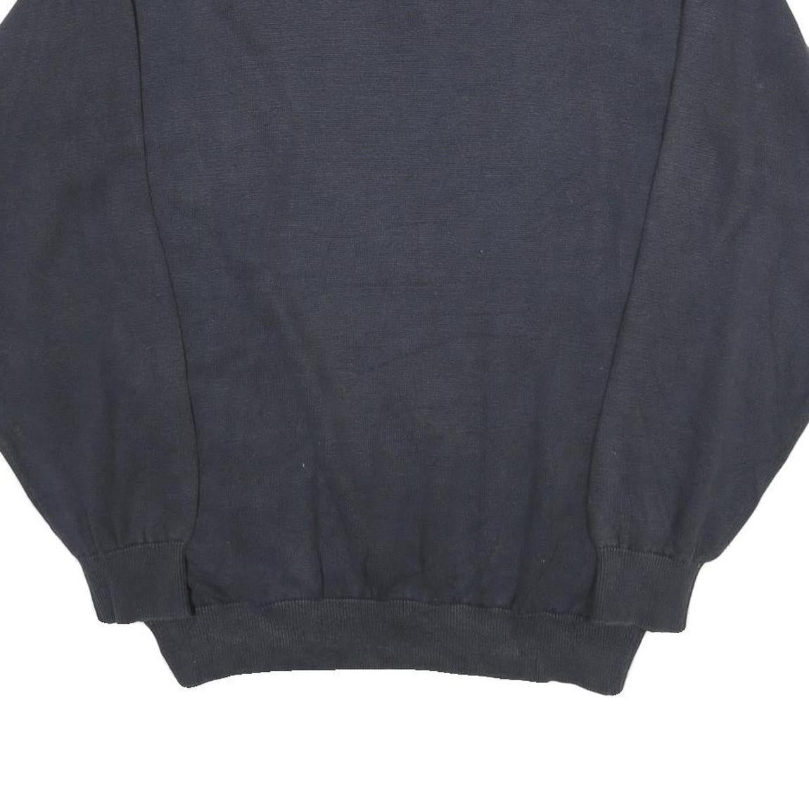 TOMMY HILFIGER Mens Navy Plain Cotton Crew Neck Basic Knit Jumper L Comfort