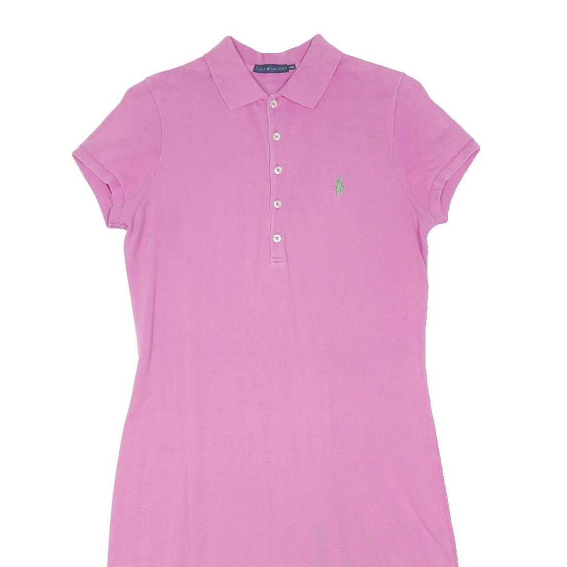 RALPH LAUREN Womens Pink Polo Shirt Cotton Blend Dress M Classic Casual Summer