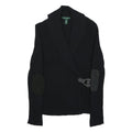 LAUREN RALPH LAUREN Womens Black Plain Shawl Collar Chunky Knit Jumper M Leather