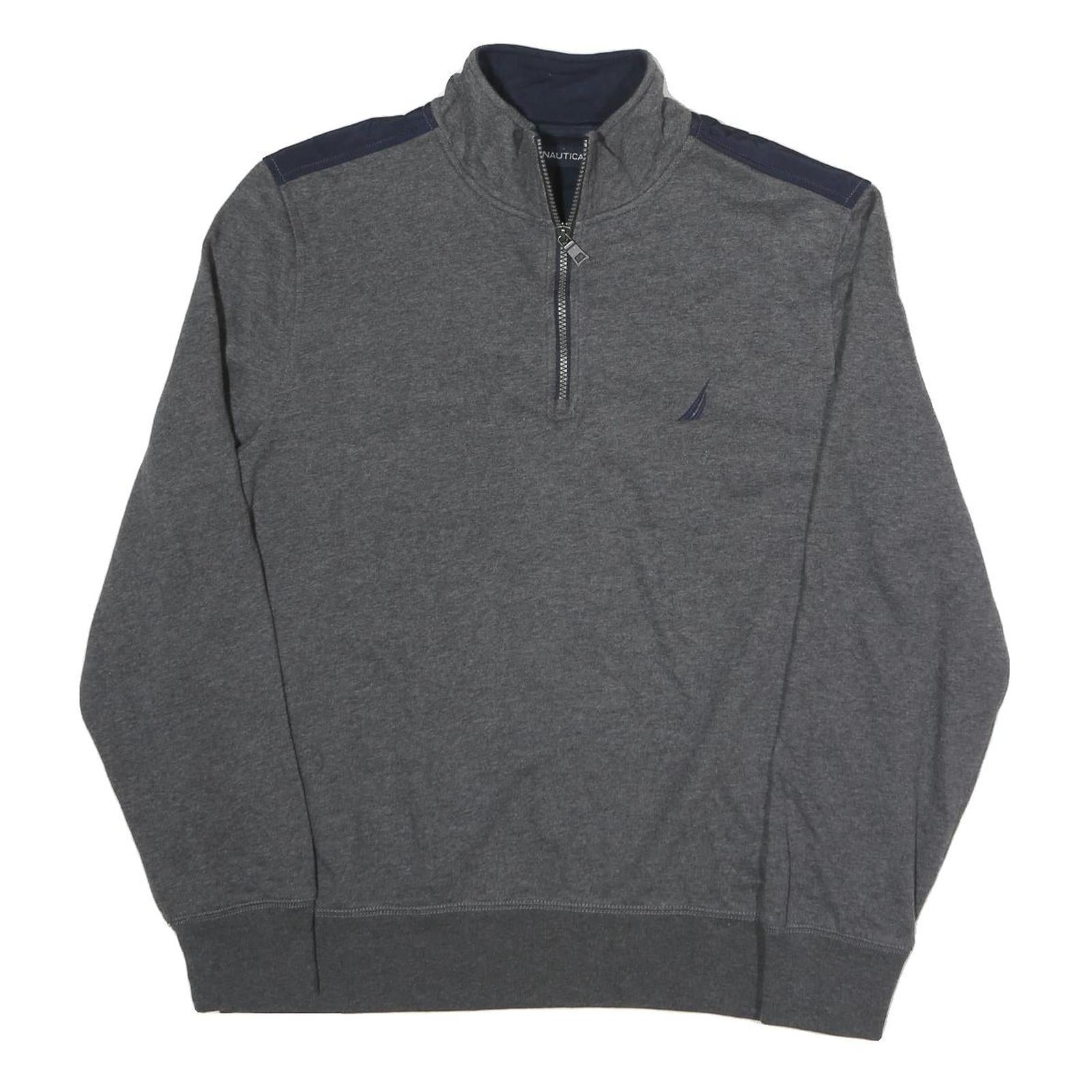 NAUTICA Mens Grey Crew Neck L Cotton Blend Sweatshirt with Shoulder Detail