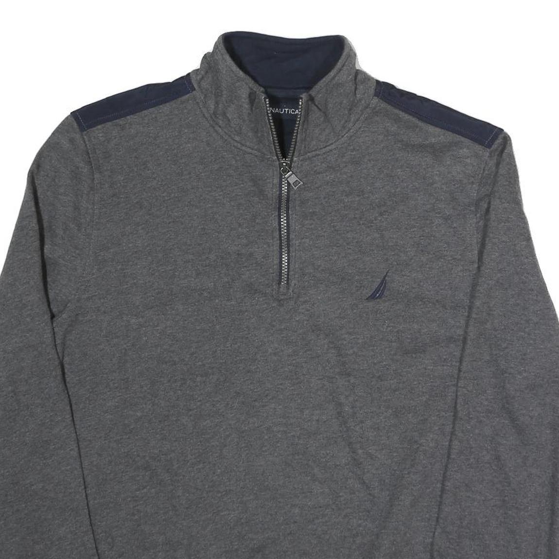 NAUTICA Mens Grey Crew Neck L Cotton Blend Sweatshirt with Shoulder Detail