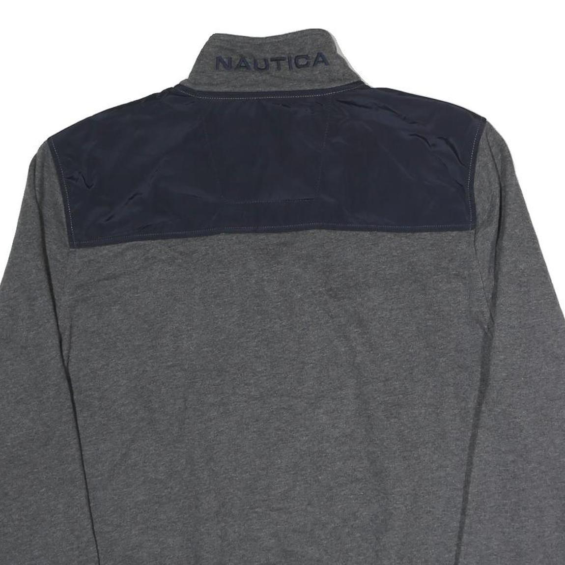 NAUTICA Mens Grey Crew Neck L Cotton Blend Sweatshirt with Shoulder Detail