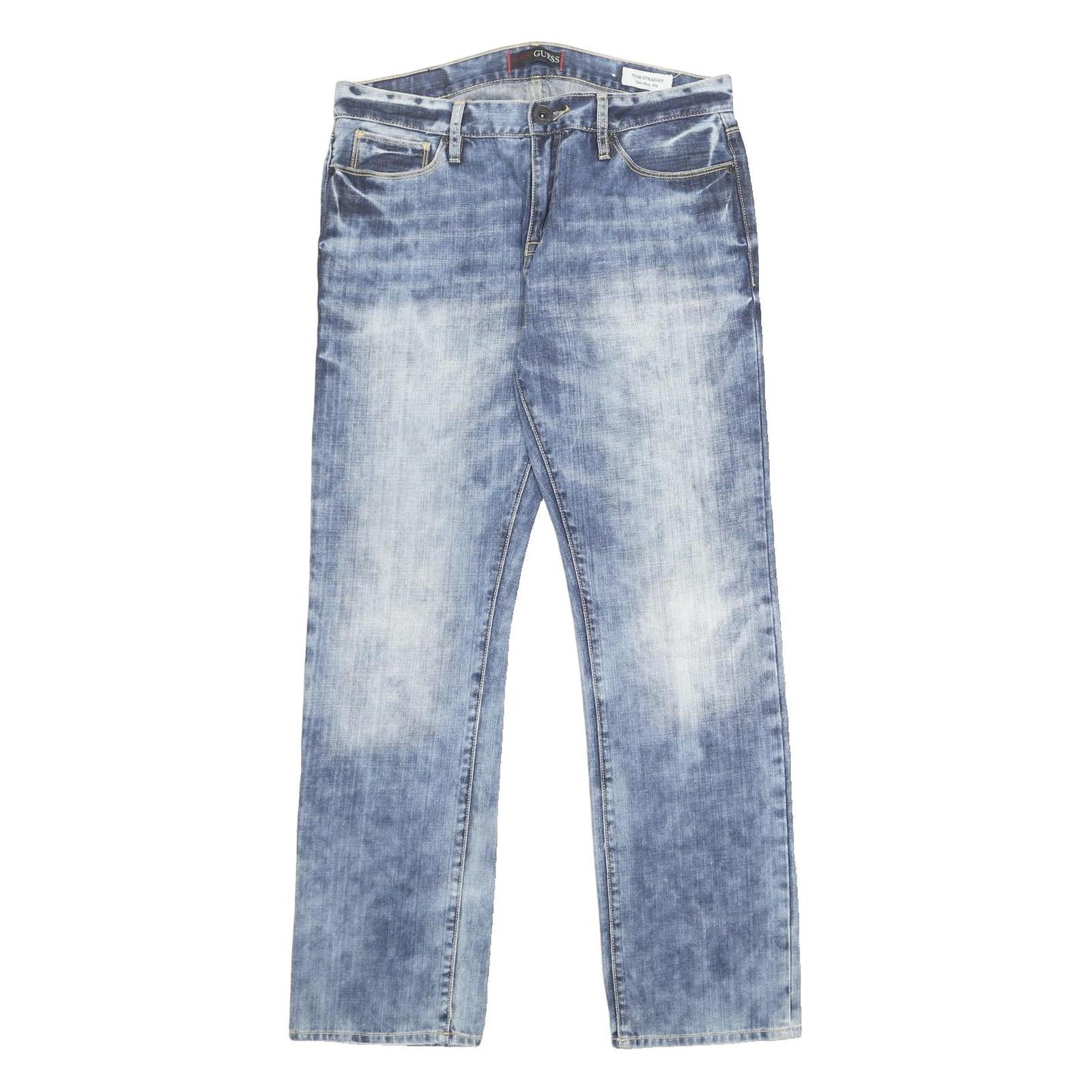 GUESS Mens Blue Slim Skinny Denim Medium W33 L32 Slim Fit Zip Closure