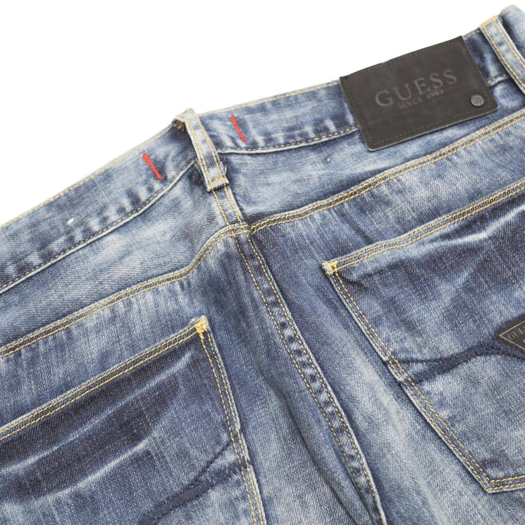 GUESS Mens Blue Slim Skinny Denim Medium W33 L32 Slim Fit Zip Closure