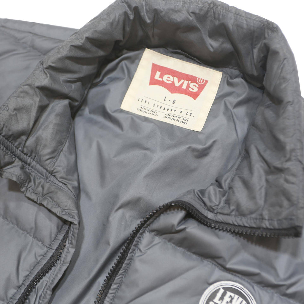 LEVI'S Mens Grey Lightweight Jacket L Polyester Plain Zip Casual Padded