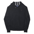 TOMMY HILFIGER Mens Black Shawl Collar Jacket L Cotton Classic Button Closure