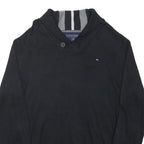 TOMMY HILFIGER Mens Black Shawl Collar Jacket L Cotton Classic Button Closure