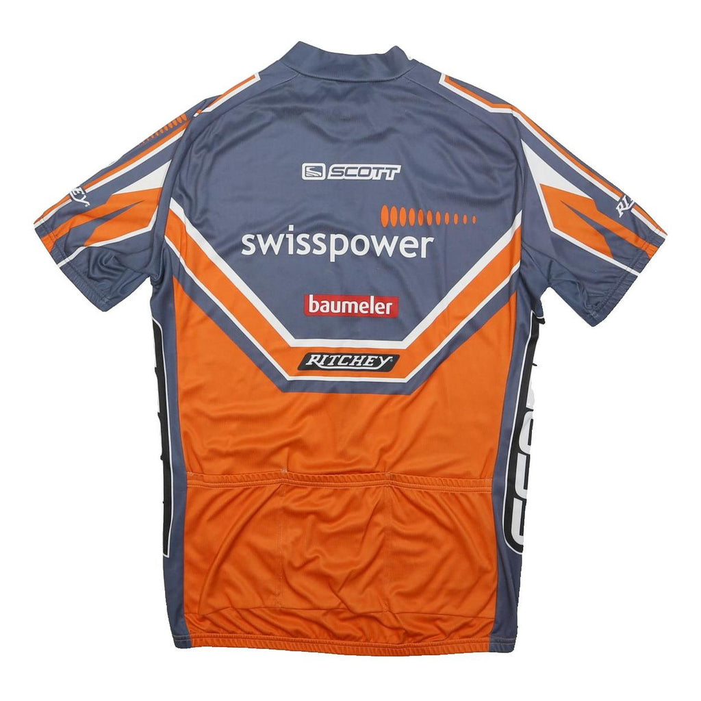 CUORE Mens Blue & Orange Swisspower Cycling Jersey XL Short Sleeve Crew Neck