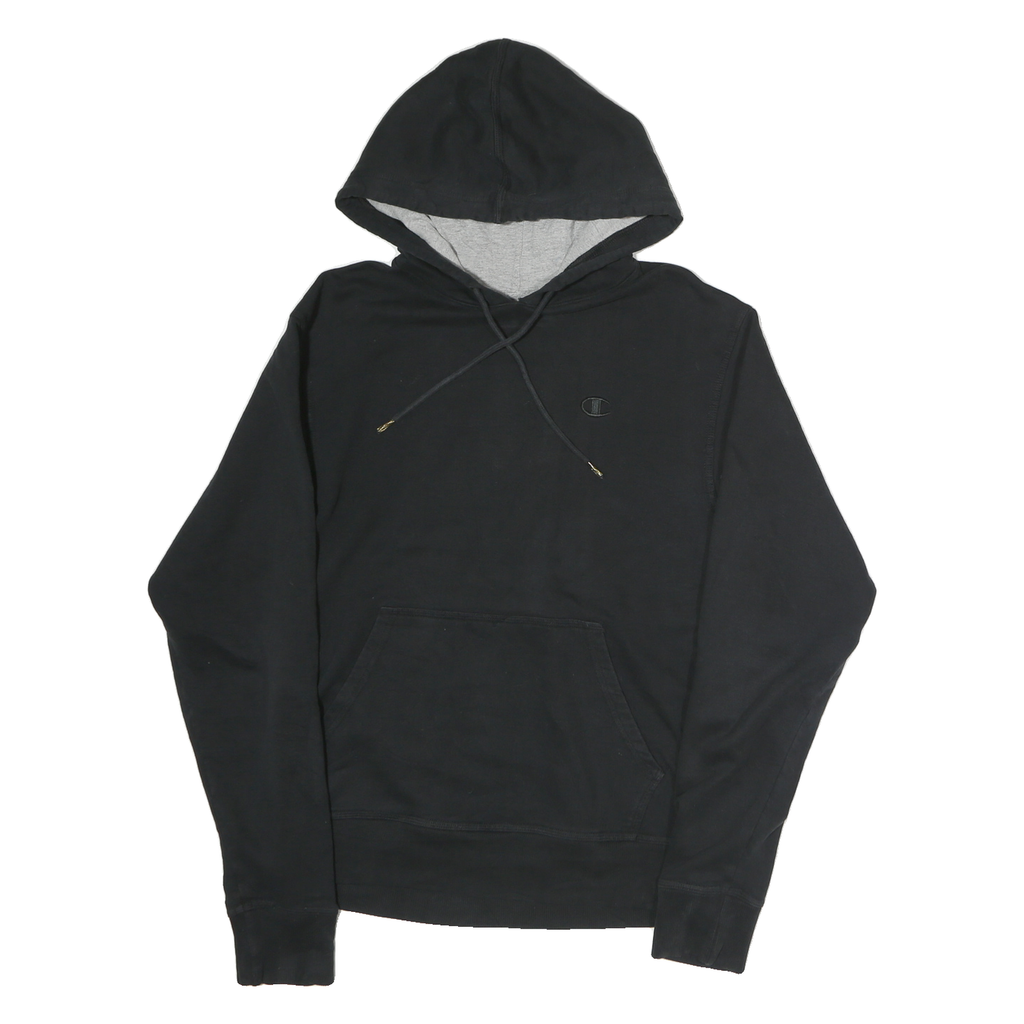 CHAMPION Mens Black ¼ Zip Hoodie S Cotton Casual Sweatshirt