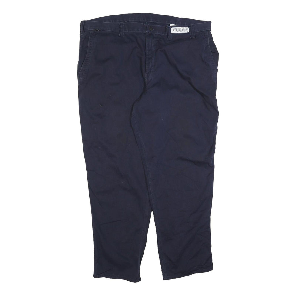 CARHARTT Mens Cotton Blend Navy Relaxed Straight Trousers W46 L32 Workwear