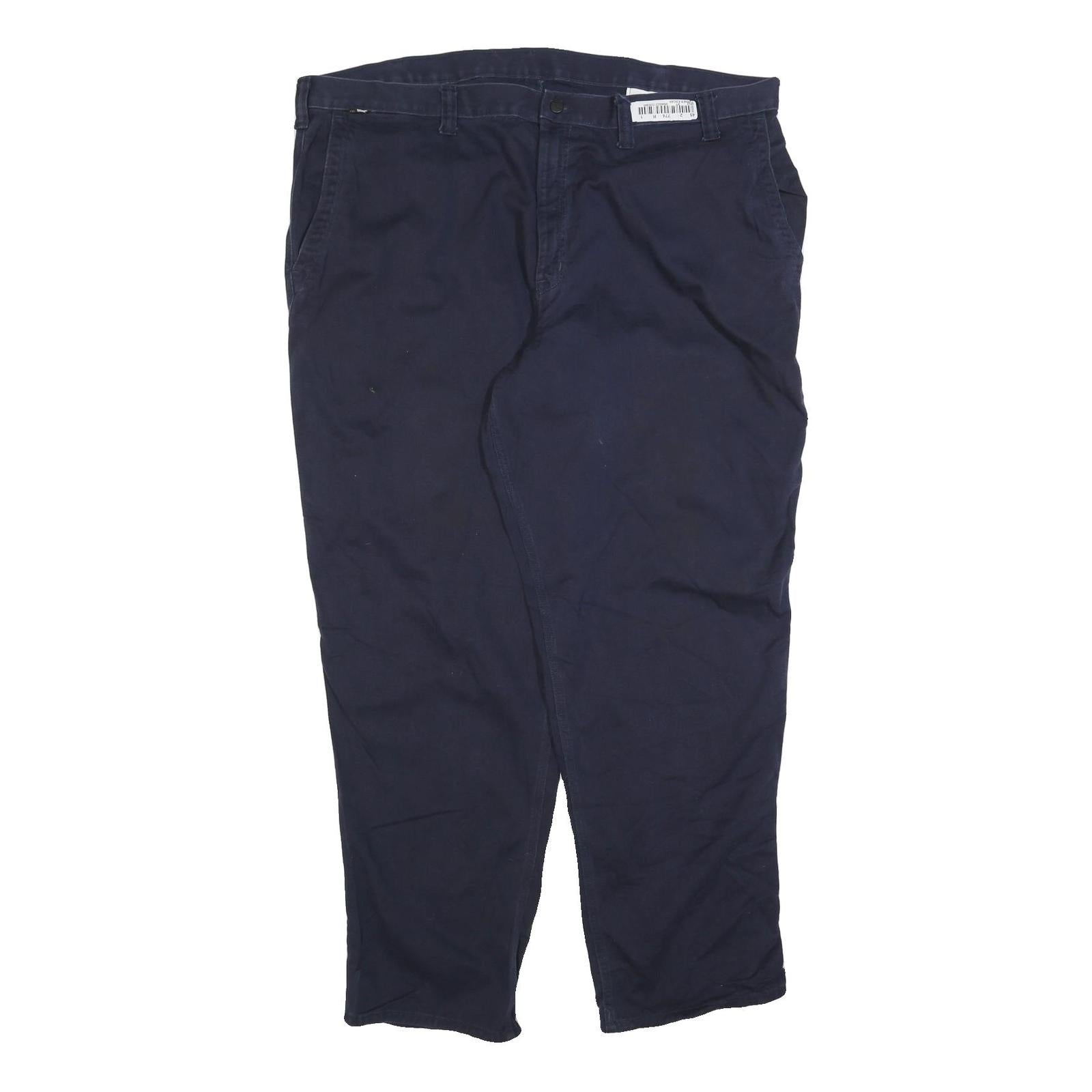 CARHARTT Mens Cotton Blend Navy Relaxed Straight Trousers W46 L32 Workwear