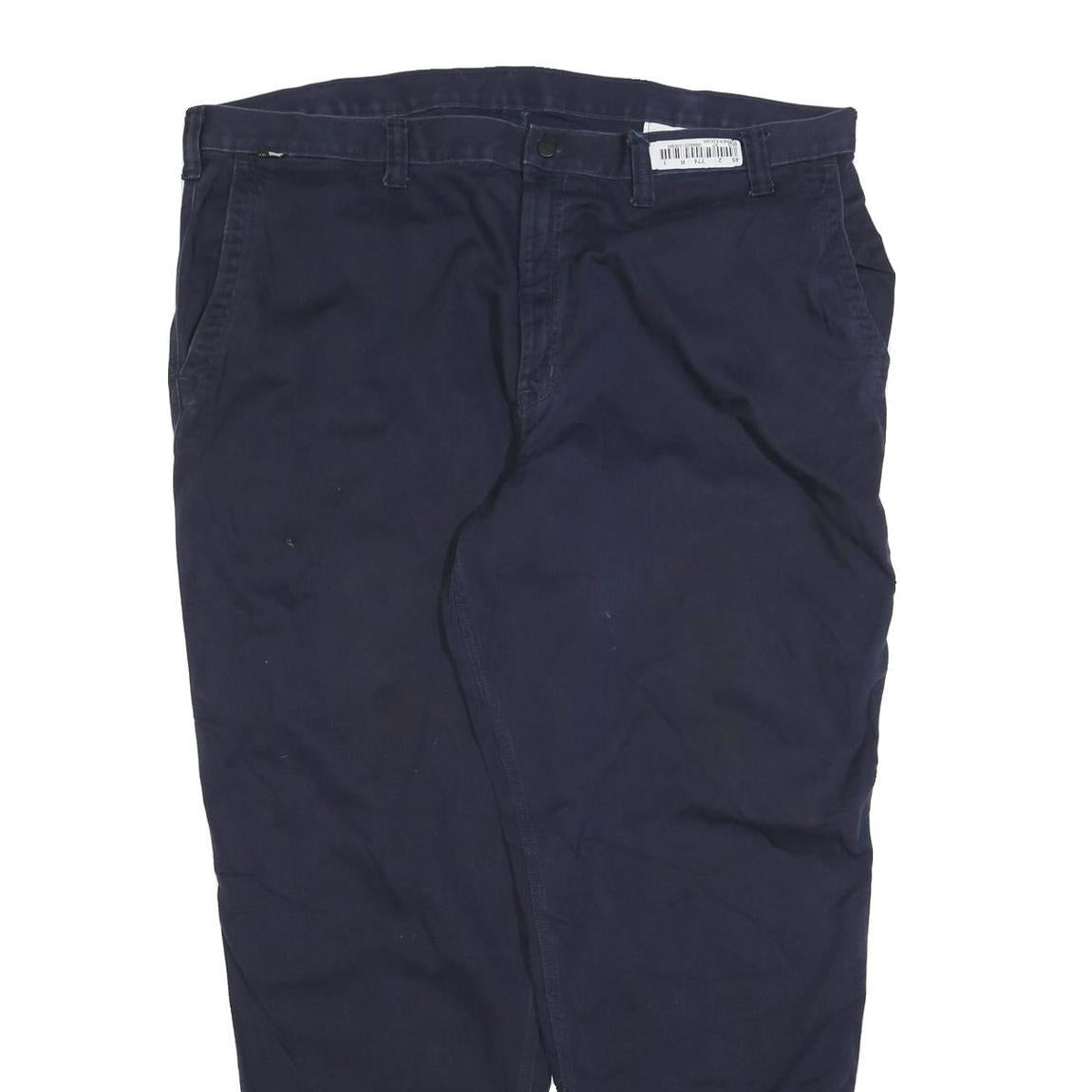 CARHARTT Mens Cotton Blend Navy Relaxed Straight Trousers W46 L32 Workwear