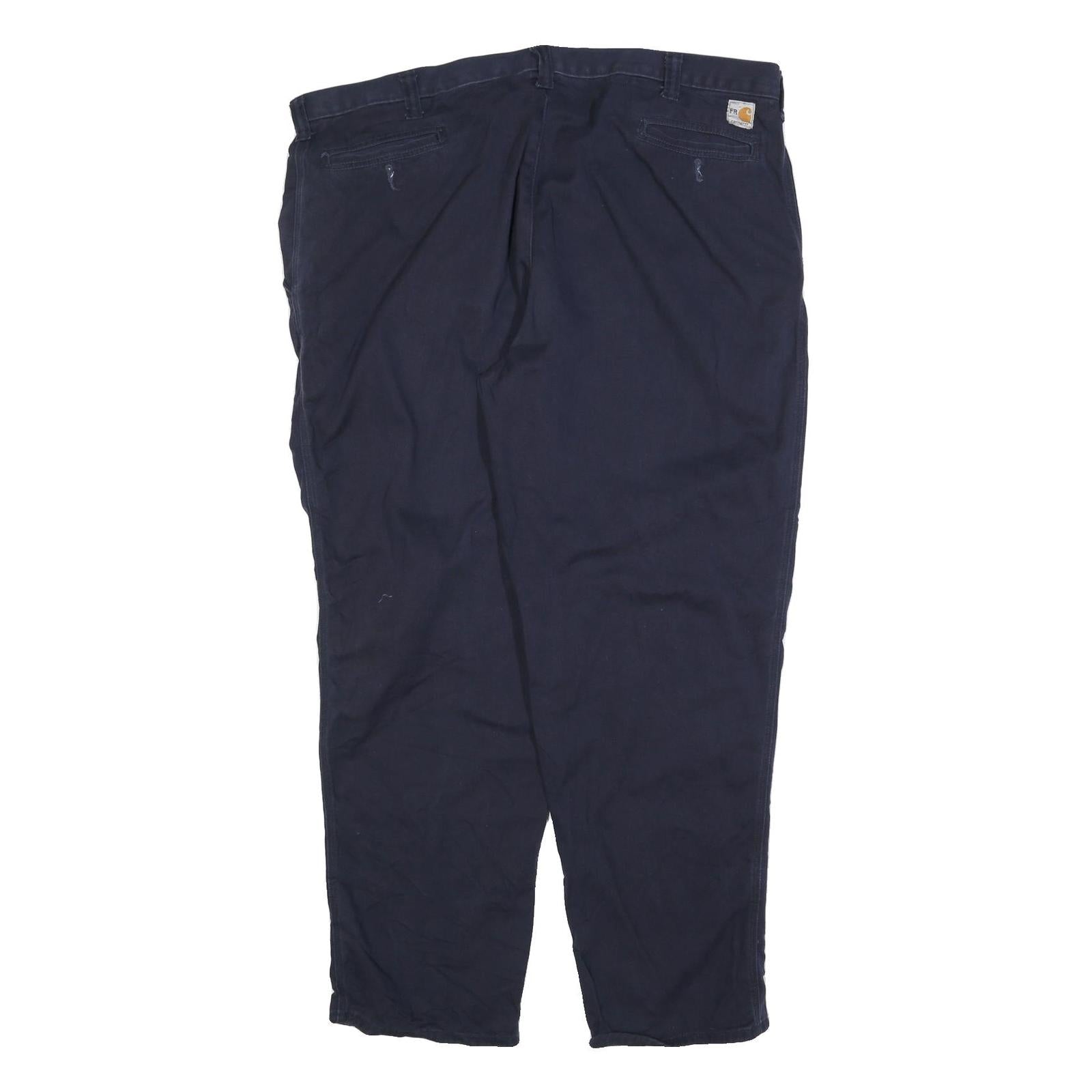 CARHARTT Mens Cotton Blend Navy Relaxed Straight Trousers W46 L32 Workwear
