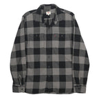 LEVI'S Mens Black & Grey Checked Cotton Shirt L Long Sleeve Button Front Casual