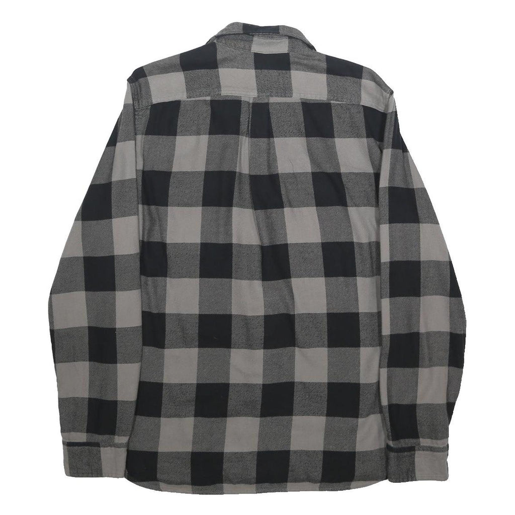 LEVI'S Mens Black & Grey Checked Cotton Shirt L Long Sleeve Button Front Casual