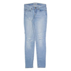 LEVI'S 711 Distressed Womens Jeans Blue Slim Skinny Stone Wash W27 L32