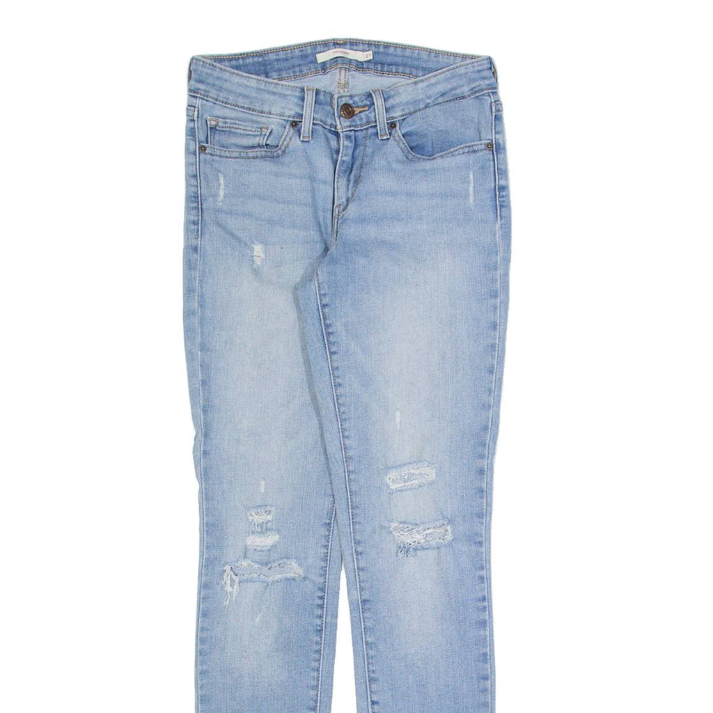LEVI'S 711 Distressed Womens Jeans Blue Slim Skinny Stone Wash W27 L32
