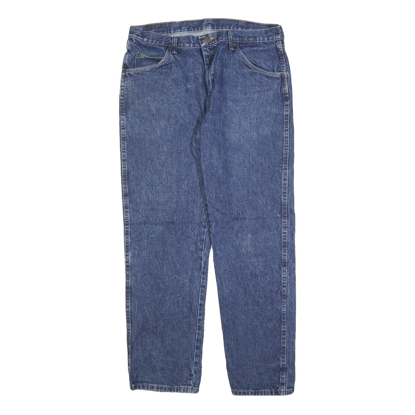 WRANGLER Mens Blue Jeans Regular Straight Denim Medium W36 L30 Casual Classic