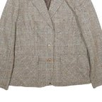 SUIT WORLD Womens Beige Wool Check Jacket M Woven Classic Button Closure