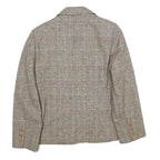 SUIT WORLD Womens Beige Wool Check Jacket M Woven Classic Button Closure