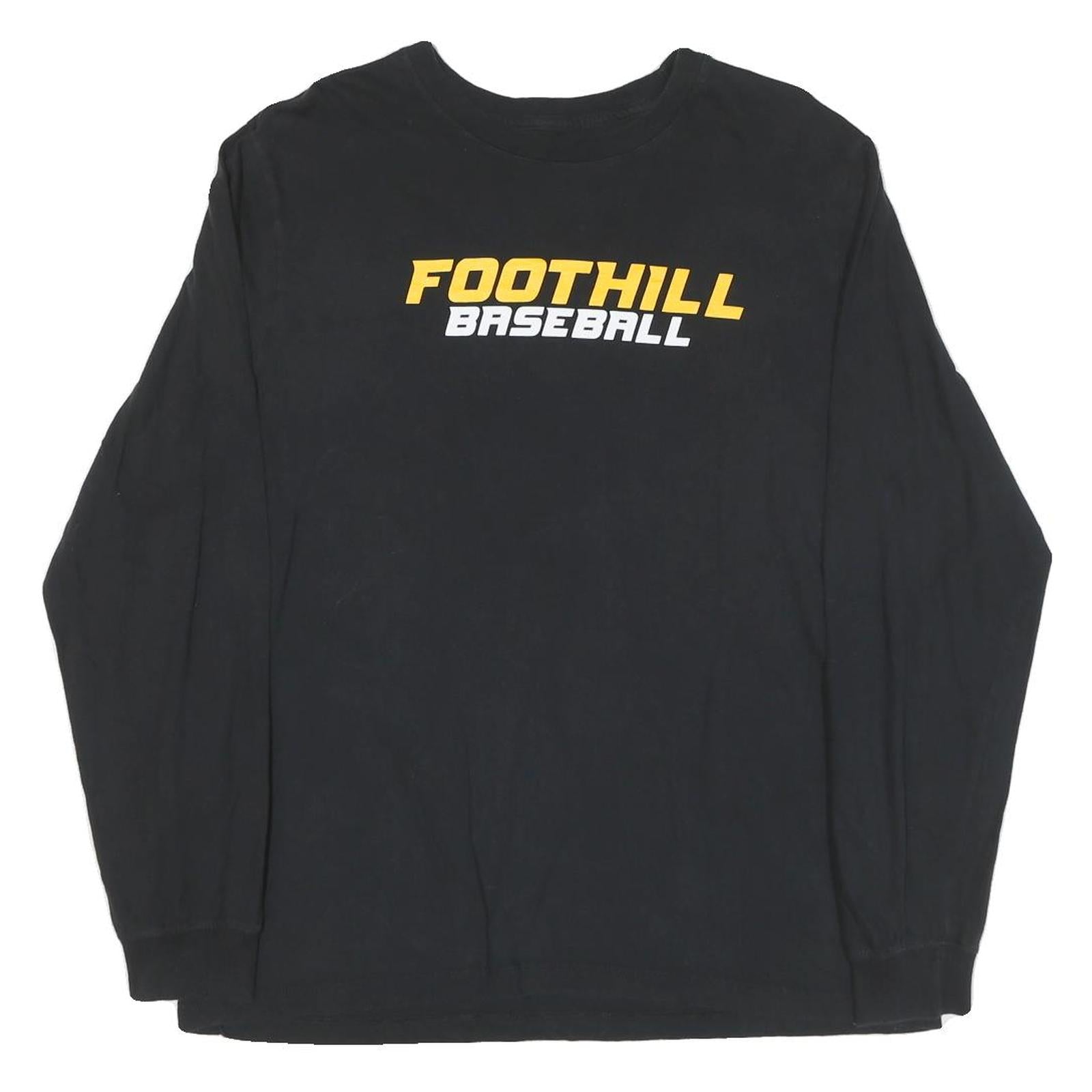 NIKE Mens Black Foothill Baseball T-Shirt L Long Sleeve Crew Neck Cotton Blend