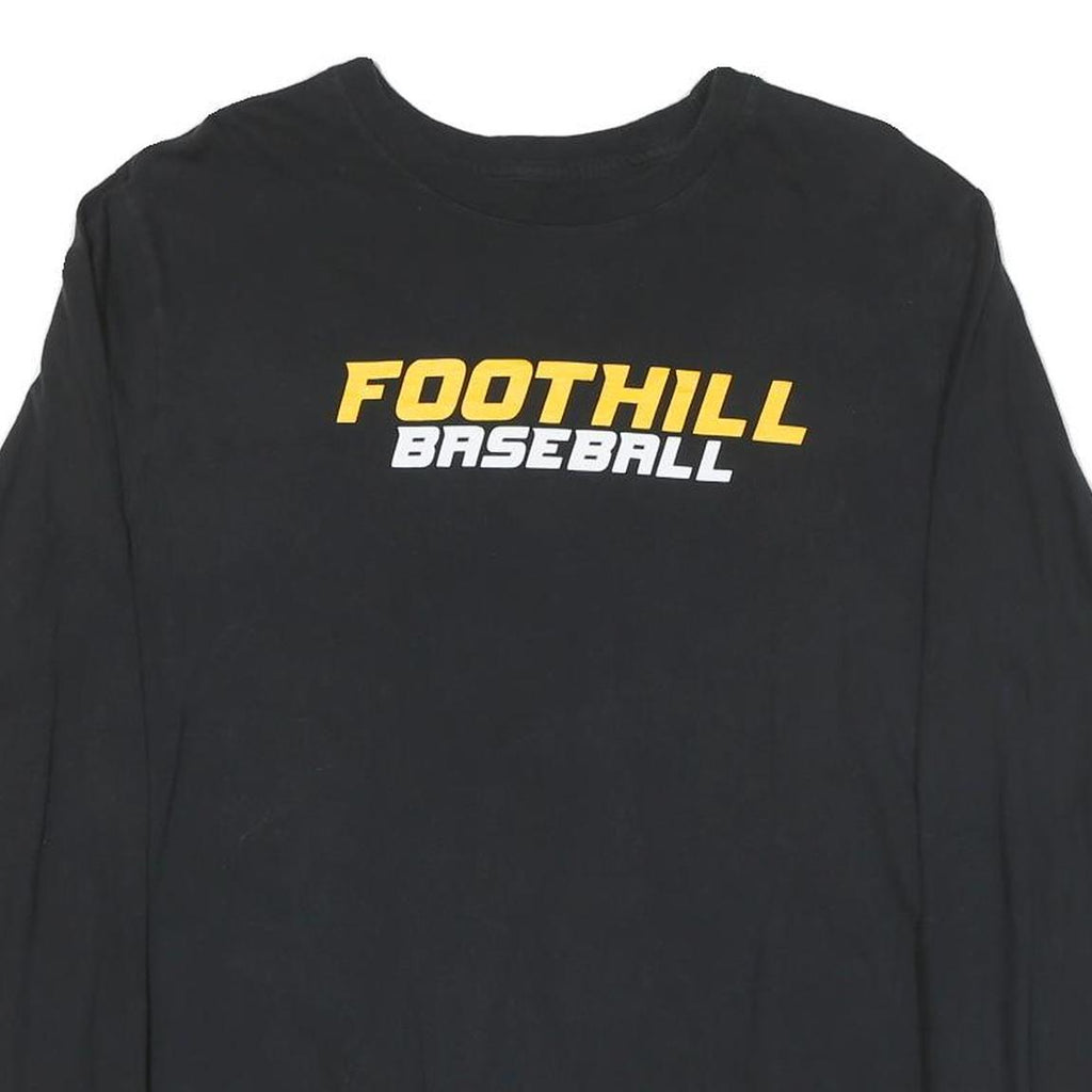 NIKE Mens Black Foothill Baseball T-Shirt L Long Sleeve Crew Neck Cotton Blend